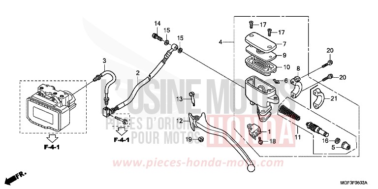 REAR BRAKE MASTER CYLINDER (FJS600A9-2KO/FJS600AB) de SILVER WING PEARL COSMIC BLACK (NHA64) de 2011